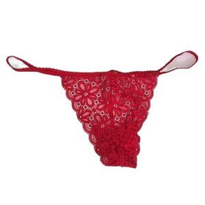 Victoria’s Secret Red sexy lace v string thong panty size medium